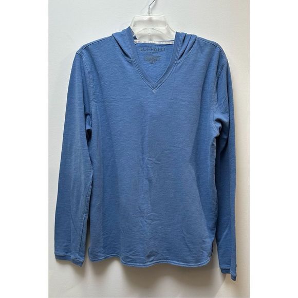 Buffalo David Bitton women’s blue v-neck long sleeve hoodie size M. #31-0805 - Picture 1 of 4